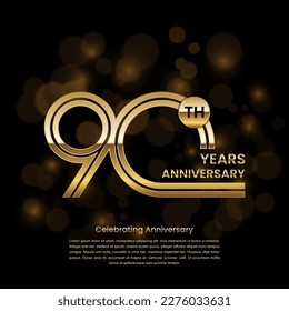 90th Anniversary. Anniversary logo design with double line concept. Vector Template