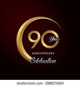 90th anniversary logo. Golden anniversary celebration logo design for booklet, leaflet, magazine, brochure poster, web, invitation or greeting card. rings vector illustrations.