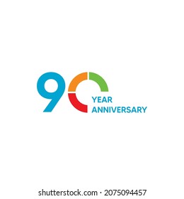 90th anniversary logo template. vector illustration