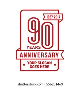 90th anniversary logo. Vector and illustration.