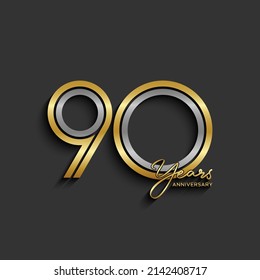90th anniversary logotype. Anniversary celebration template design for booklet, leaflet, magazine, brochure poster, banner, web, invitation or greeting card. Vector illustrations.