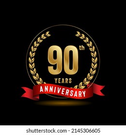 90th Anniversary logotype. Anniversary celebration template design for booklet, leaflet, magazine, brochure poster, banner, web, invitation or greeting card. Vector illustrations.