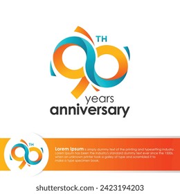 90th Anniversary logotype design colorful design template. Vector illustration