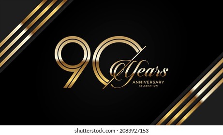 90th anniversary logotype. Golden anniversary celebration emblem design for booklet, leaflet, magazine, brochure poster, web, invitation or greeting card. Vector illustrations. EPS 10