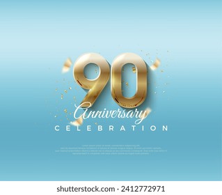 90th anniversary number. With elegant and luxurious 3d numbers. Premium vector background for greeting and celebration.