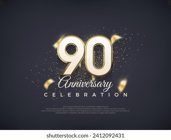 90th anniversary number with fancy numerals. luxury premium vector design. Premium vector for poster, banner, celebration greeting.