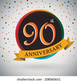 90th Anniversary poster / template design in retro style - Vector Background