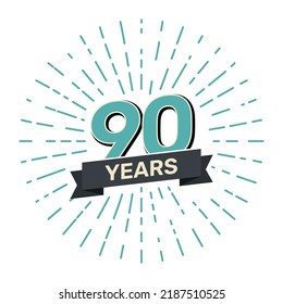 90th anniversary retro stamp icon badge invitation. Anniversary 90 sealbackground happy label logo