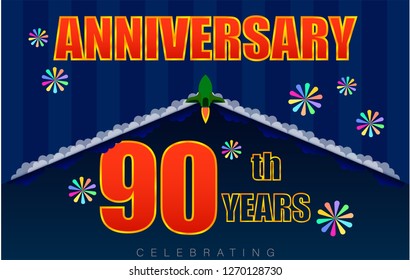 90th anniversary rocket launch dark blue tone vector illustration eps10