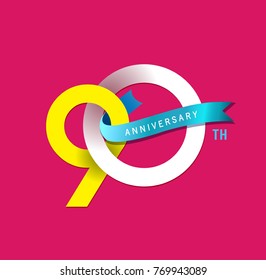 90th Anniversary simple emblems, template design for web, game ,Creative poster, booklet, leaflet, flyer, magazine, invitation card