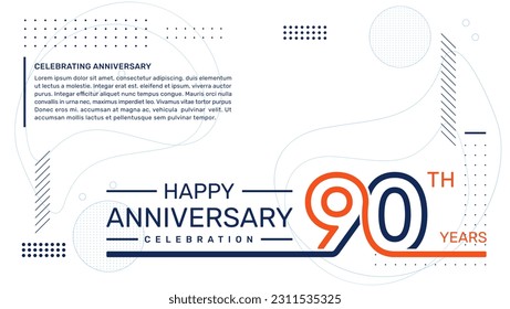 90º diseño de plantilla de aniversario con fondo abstracto, plantilla vectorial