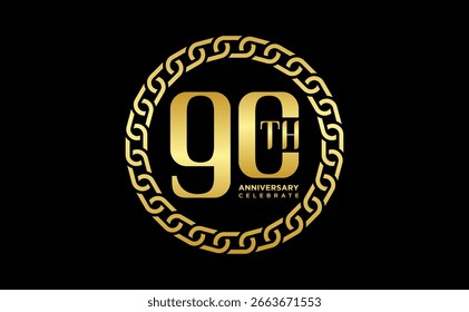 90th anniversary vector background with gold numbers, design for business, event, celebration	
