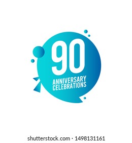 90th anniversary vector template. Design for celebration, greeting cards or print.