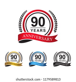 90th anniversary years circle ribbon
