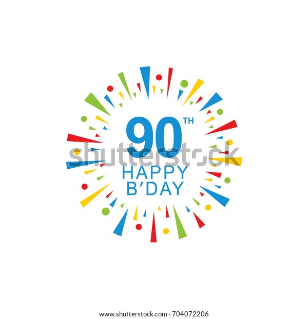 90th Happy Birthday Logo Circle Shape Stock Vector Royalty Free
