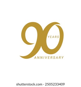 90th Logo, 90th Anniversary Logo, Vector Template Design element for birthday, invitation, wedding, jubilee and greeting card illustration.