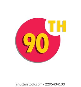 90.ª noventa número ordinal en el círculo, contando tipografía de aniversario letra icono símbolo de símbolo de logotipo línea de trazo editable estilo de diseño plano aislado en blanco