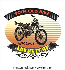 90th old bike adventure  t shirt design 