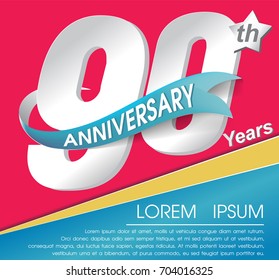 90th Year Anniversary Celebration Design, Number vector template