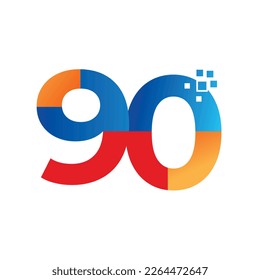 90th year anniversary celebration vector logo design