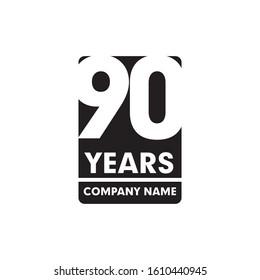 90th year anniversary emblem logo design vector template