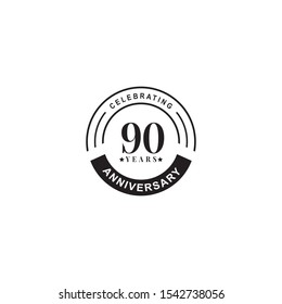 90th year celebrating anniversary emblem logo design vector illustration template
