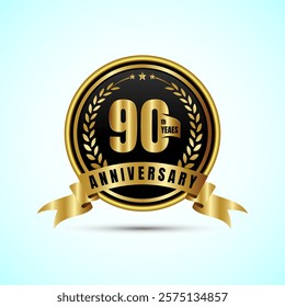 90th years anniversary icon logo design birthday celebration, Golden anniversary emblem