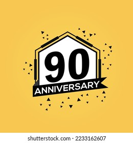 90th years anniversary logo, vector design birthday celebration with geometric isolated design.