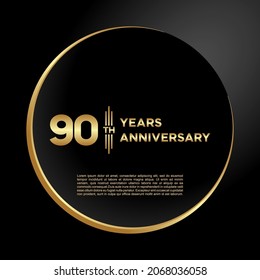 90th years anniversary, vector design for anniversary celebration with gold color on black background, simple and luxury design. logo vector template