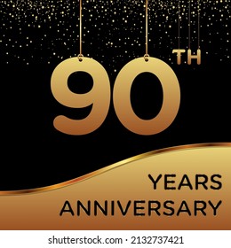 90º aniversario, diseño vectorial para la celebración del aniversario con color dorado sobre fondo negro, diseño simple y de lujo. plantilla de vector de logotipo