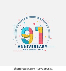 91 Anniversary celebration, Modern 91st Anniversary design