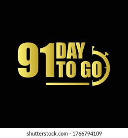 91 day to go Gradient label,sign,button. Vector stock illustration