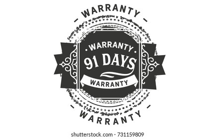 91 days warranty icon vintage rubber stamp guarantee