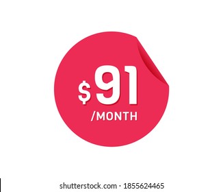 $91 Mes de Dólar. 91 USD Pegatina mensual
