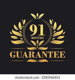 Vector de logotipo de garantía de 91 meses, símbolo de signo de garantía de 91 meses