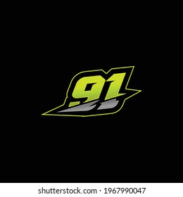 91 number racing design vector