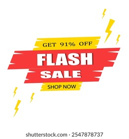 91% off flash sale , Promotion advertisement eye catching vector .