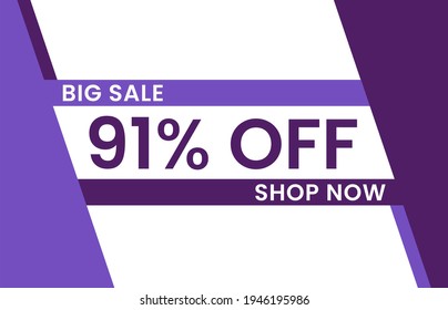 91% OFF Sale Discount Banner, 91% off discount promotion