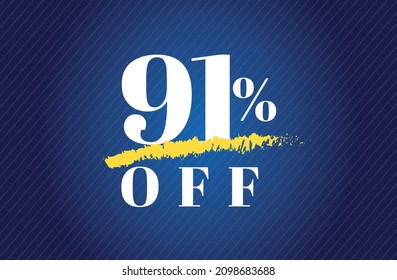 91% fuera de la etiqueta noventa y un por ciento descuento venta de viernes negro carta blanca fondo de gradiente azul