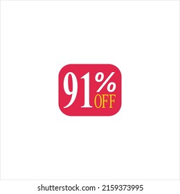 91 offer tag discount vector icon stamp on a white background