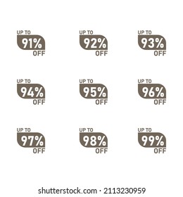 up to 91 percent to 99 percent tag stickers vector template
