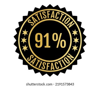 91% Satisfaction Sign Vector transparent background Gold Color