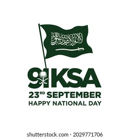 91 Saudi National Day. 23rd September. Happy National Day. Kingdom of Saudi Arabia. Vector Illustration. Eps 10.