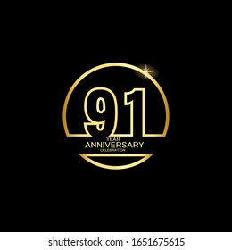 91 Year Anniversary celebration Vector Template Design Illustration