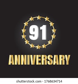 Celebración del 91 aniversario, diseño vectorial para celebraciones, tarjetas de invitación y tarjetas de felicitación