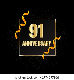 Celebración del 91 aniversario, diseño vectorial para celebraciones, tarjetas de invitación y tarjetas de felicitación