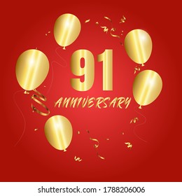 91 year anniversary celebration, vector design for celebrations, invitation cards and greeting cards