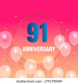 91 year anniversary celebration, vector design for celebrations, invitation cards and greeting cards