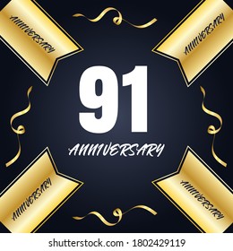Celebración del 91 aniversario, diseño vectorial para celebraciones, tarjetas de invitación y tarjetas de felicitación