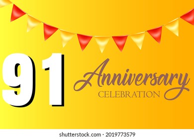 91 year anniversary celebration, vector design for celebrations, invitation cards and greeting cards